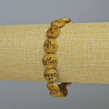 Браслет Гематит "Дерево" колір матовий золотистий, діаметр 12х4, 5мм+-, довжина 18см +- (стрейч)