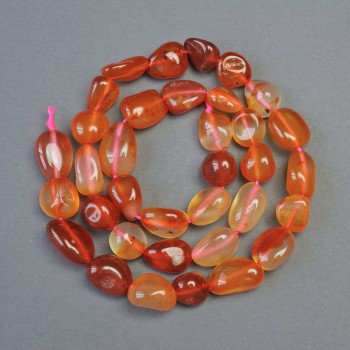 Natural Carnelian Beads, Faceted, 10x12 mm Diameter, 39 cm Length on Thread