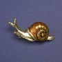 Brooch 'Snail', Yellow Enamel, Gold-colored Metal, 18×38 mm+