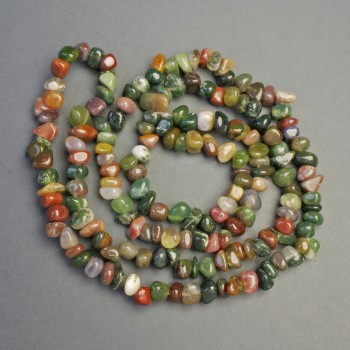 Jasper Beads on Thread, Natural Stone Chip, Diameter 7x6 mm, Length 88 cm