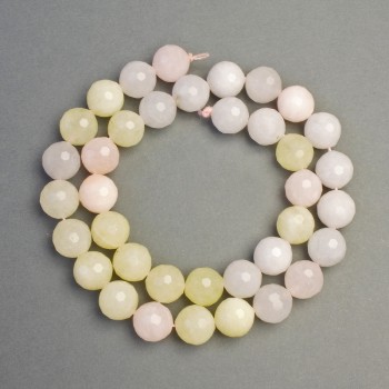 Morganite Beads on Thread - Natural Stone, Faceted Ball, 10mm Diameter ±, 38cm Length ±