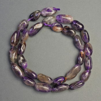 Amethyst Beads on a Thread, Natural Stone, Faceted Drop Shape, Diameter 7×10–12 mm, Length 37 cm