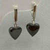 Hematite Heart Earrings, black, 11 mm diameter, 2.8 cm length
