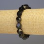 Sun Obsidian Bracelet, Natural Stone, Faceted Beads, 11 x 11 mm Diameter, 18 cm Length, Stretch
