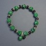 Malachite Multifaceted Bracelet, 9×8 mm approx, Agate Bead 6 mm approx, with Inserts, Stretch Length 18 cm