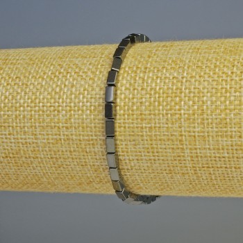 Hematite Bracelet, Rectangular Shape, Black Color, 5x3 mm, Length 18 cm, Elastic