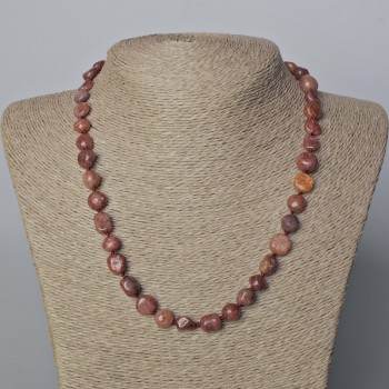 Strawberry Quartz Faceted Necklace, bead diameter 9x9-10x9 mm, length 49 cm