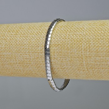 Hematite Bracelet Snake Zigzag Wave - Silver Color, 5x4x3 mm diameter, 18 cm length, stretch