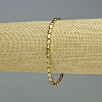 Hematite bracelet, oval rectangular beads, gold color, diameter 3x5 mm, length 18 cm, stretch