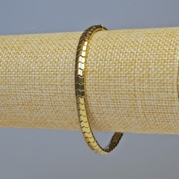 Hematite Bracelet 'Snake Zigzag Wave' Gold Color, 5×4×3 mm, 18 cm Stretch