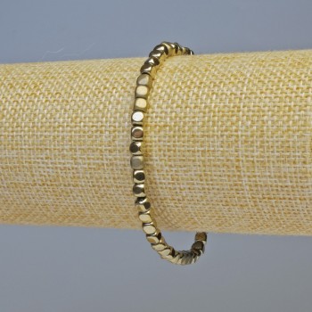 Hematite Cube Bracelet in Bronze Color, Matte and Glossy, 4×4 mm Cubes, 18 cm Length, Stretch