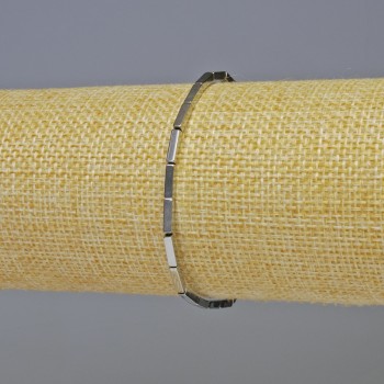 Hematite Bracelet with Rectangular Beads, Silver Color, 8×2 mm, Length 18 cm, Stretch