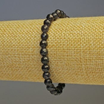 Iolite Bracelet with Faceted Beads, 6 mm Diameter, 18 cm Length, Stretch