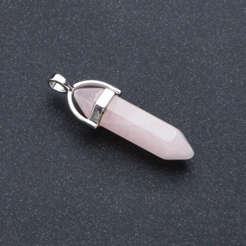 Hexagon Pendant with Rose Quartz Stone 4×0.9 cm
