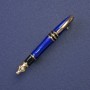Brooch 'Pen with White Crystals' blue enamel golden metal 45x5 mm+