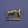 Brooch Sewing Machine with White Crystals in Antique Gold Metal Color 21x29 mm+