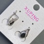 Xuping Earrings with Black Stones 16x8mm Rhodium-Plated