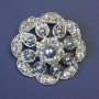 Accent Brooch with Gray Pearls and White Crystals, 43mm+ - Silver Tone Metal