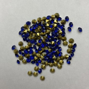 Blue rhinestones, color blue, diameter 3.3 mm, packaging 4 g (±)