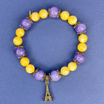 Браслет Жадеїт гладка кулька, діаметр 8, 5мм+- Сугіліт гладка кулька, діаметр 10, 5 мм+-, довжина 18см+- стрейч