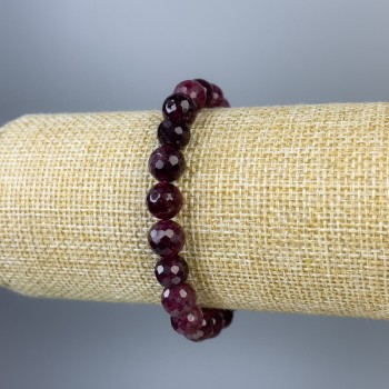 Bracelet Tourmaline Rubellite Faceted Bead 8mm, length 18cm, stretch