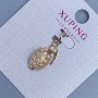 Pendant Xuping "Garnet" with white crystals, diameter 11mm, length 22mm, 18K gold plating