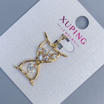 Pendant Xuping "Hourglass" with white crystals, diameter 18mm+, length 28mm+, 18K gold plating