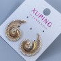 Xuping Swirl Ball Stud Earrings with White Crystals, diameter 23×17 mm, 18K Gold Plating
