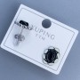 Xuping Black Stone Stud Earrings, Rhodium-Plated