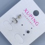 Xuping Stud Earrings with Black Stone, 3mm ± Rhodium