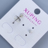 Xuping stud earrings with white stone, 3 mm, rhodium-plated