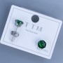 Xuping stud earrings with green stone, 6 mm, rhodium-plated