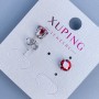 Xuping Stud Earrings with Red Stone, Crown Setting, 6mm, Rhodium-Plated