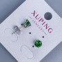 Xuping Green Stone Stud Earrings, Crown Setting, Rhodium-Plated, 6 mm