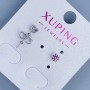 Xuping stud earrings with pink gemstone 4mm ± rhodium
