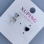 Xuping Heart with Black Stone 5mm+ Rhodium-Plated Stud Earrings