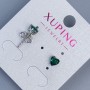Xuping Heart with Green Stone 5mm+ Rhodium-Plated Stud Earrings