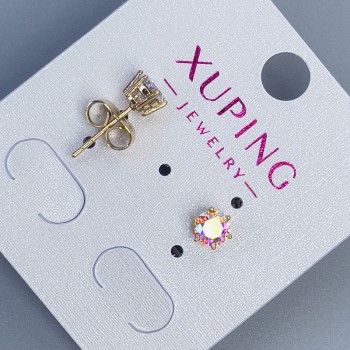 Xuping Rainbow Stone Stud Earrings 5mm +/- 18K Gold Plating