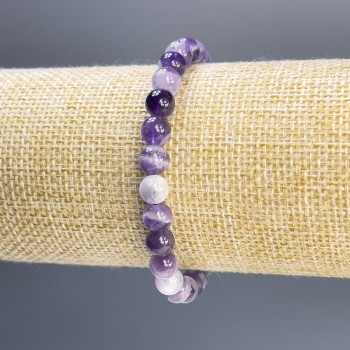 Amethyst Bracelet with Smooth Beads, 6mm Diameter, 18cm Stretch