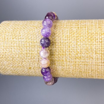 Amethyst Bracelet with Smooth Beads, 8 mm Diameter, 18 cm Length, Stretch Bracelet