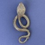 Snake Brooch Pendant Gray Color Cobra Silver Metal 77x33mm+