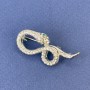 Snake brooch-pendant 'Snake' - silver color with white rhinestones, silvery metal 44x20mm +