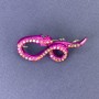 Brooch pendant Snake with pink enamel and rainbow crystals, silver-toned metal, 44x20 mm +