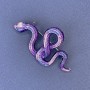Snake brooch-pendant Purple-Blue enamel Silver metal 30x55 mm +