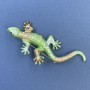 Lizard Brooch, light green, iridescent crystals, 29×74 mm+