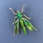 Insect Brooch, green color with gold-tone metal, diameter 39mm±, length 42mm±