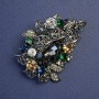Accent Brooch with Multicolored Rhinestones 48x35mm +/- Silver-Tone Metal