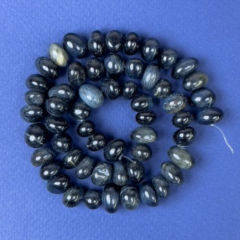 Hawk's Eye Beads, Faceted, 8-13 x 8-10 mm, on beading wire, length 40 cm+
