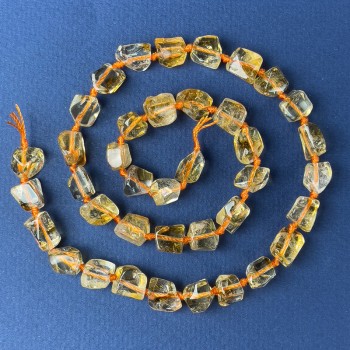 Citrine Beads, Polygonal Shapes, 10–8 mm on Thread, Length 40 cm