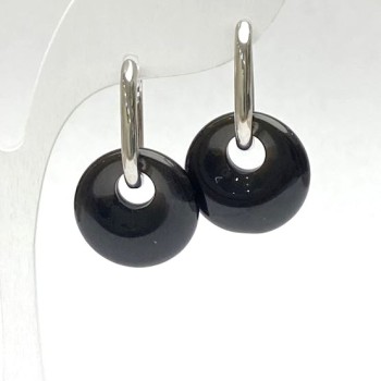 Agate Earrings, diameter 18 mm, length 31 mm